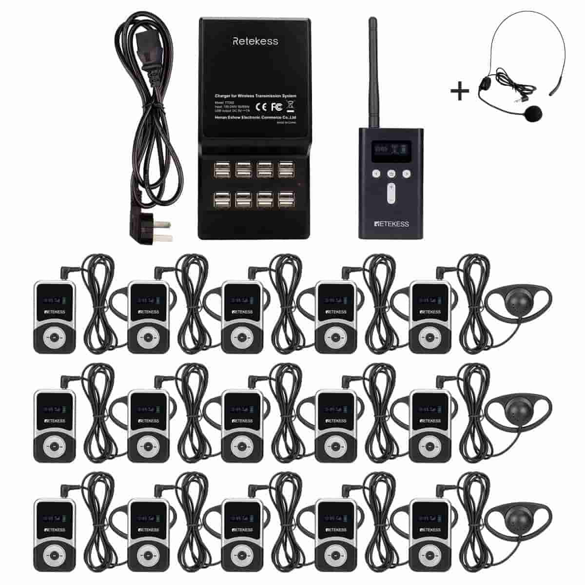 Retekess T130S T131S Radioguide per Visite Guidate con Base di Ricarica a 16 Porte