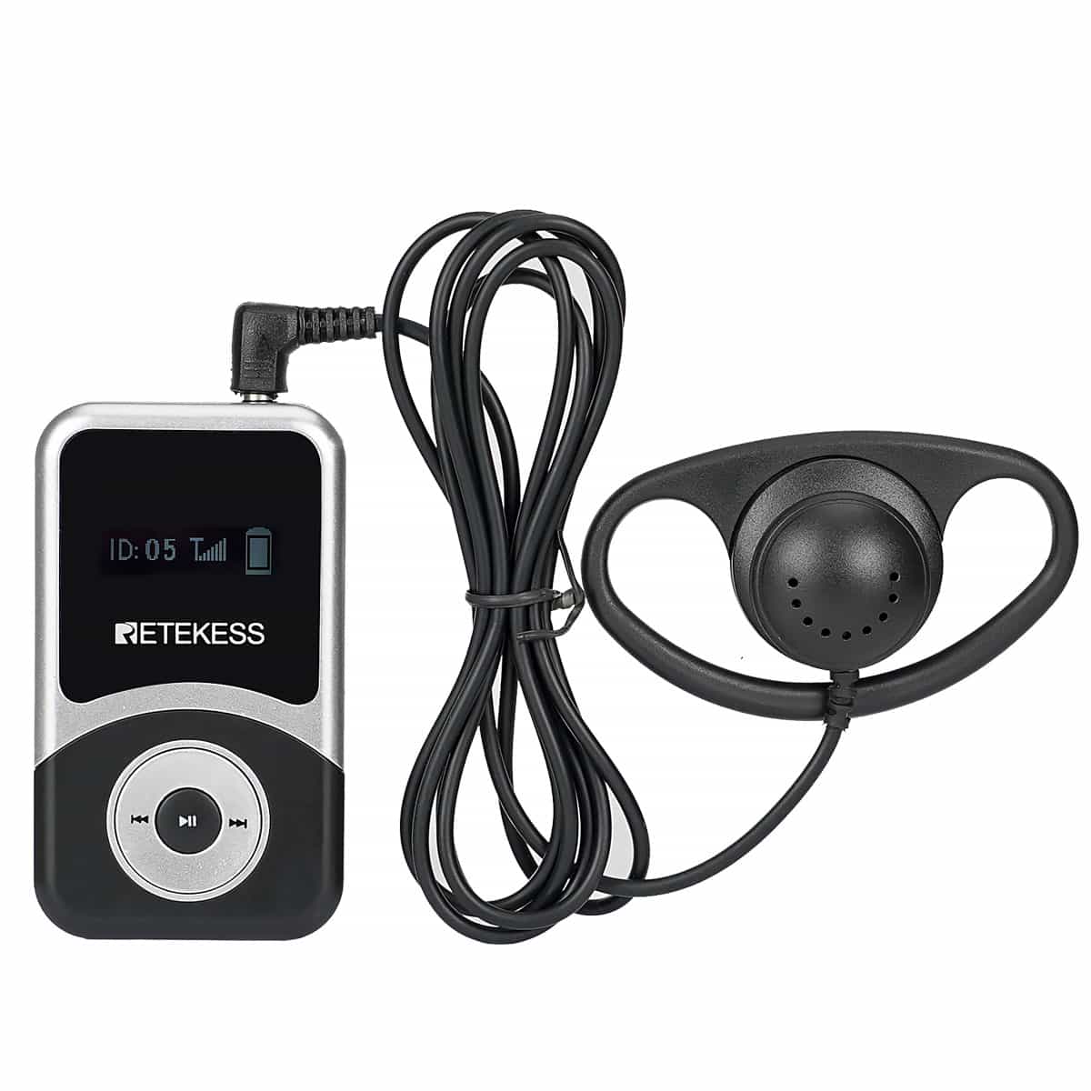 Retekes T131S Ricevitore Audio per Guida Turistica, Gancio per l'orecchio di Tipo D, Adatto sia per l'orecchio Sinistro che per Quello Destro e Leggero