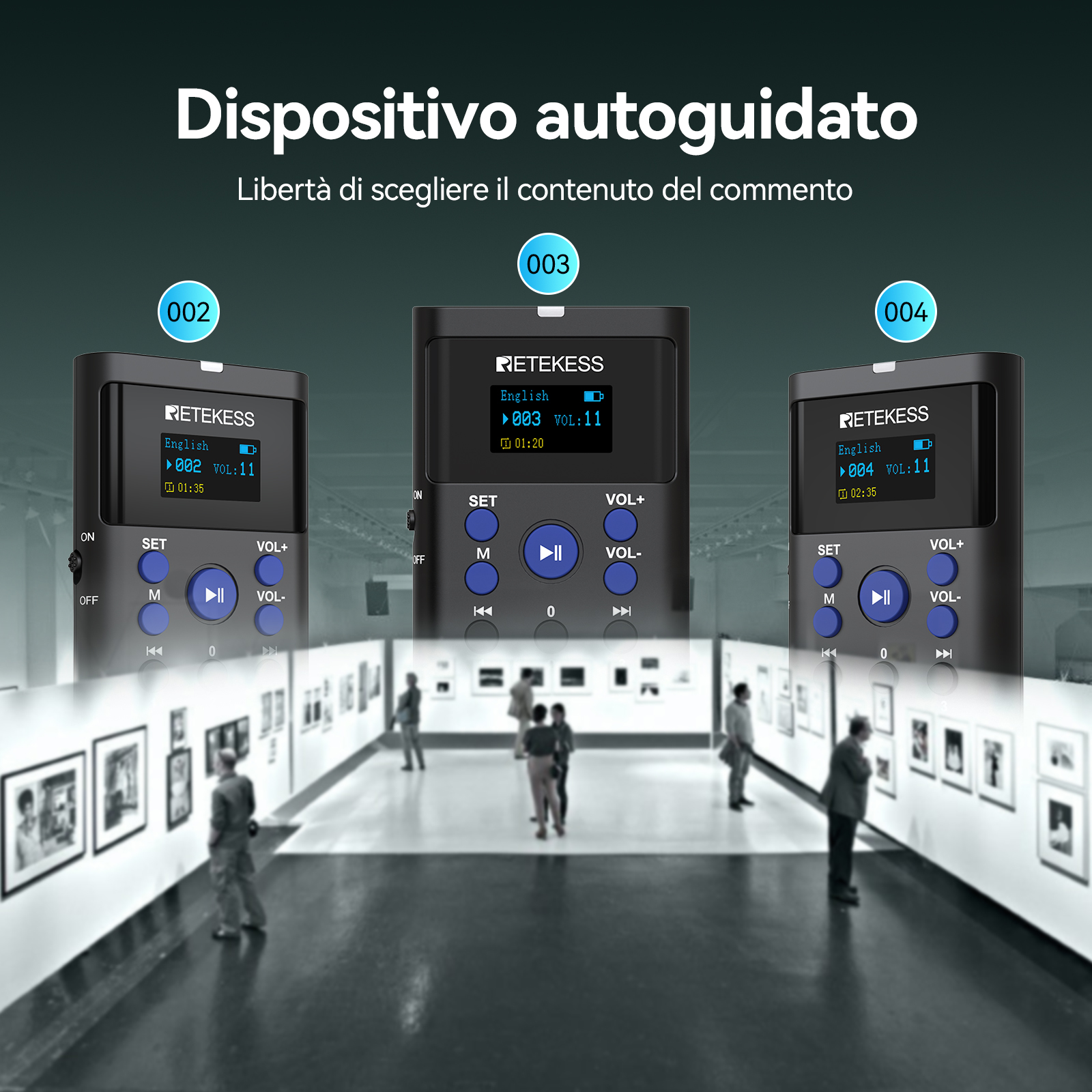 Retekess TT128 Dispositivi Audio per Tour Museali con Custodia di Ricarica a 28 Porte per Musei, Siti del Patrimonio Culturale, Sale Espositive, Attrazioni Turistiche