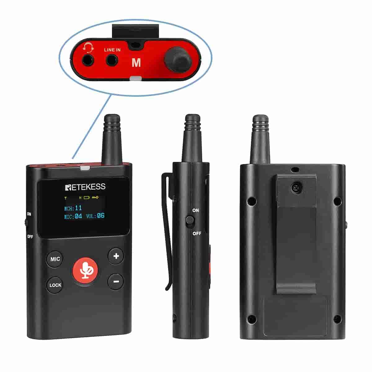 Retekess TT126 TT126R Sistema Digitale di Guida Turistica di Gruppo, Ricevitore Portatile con Gancio per L'orecchio, con Custodia da 48 Slot