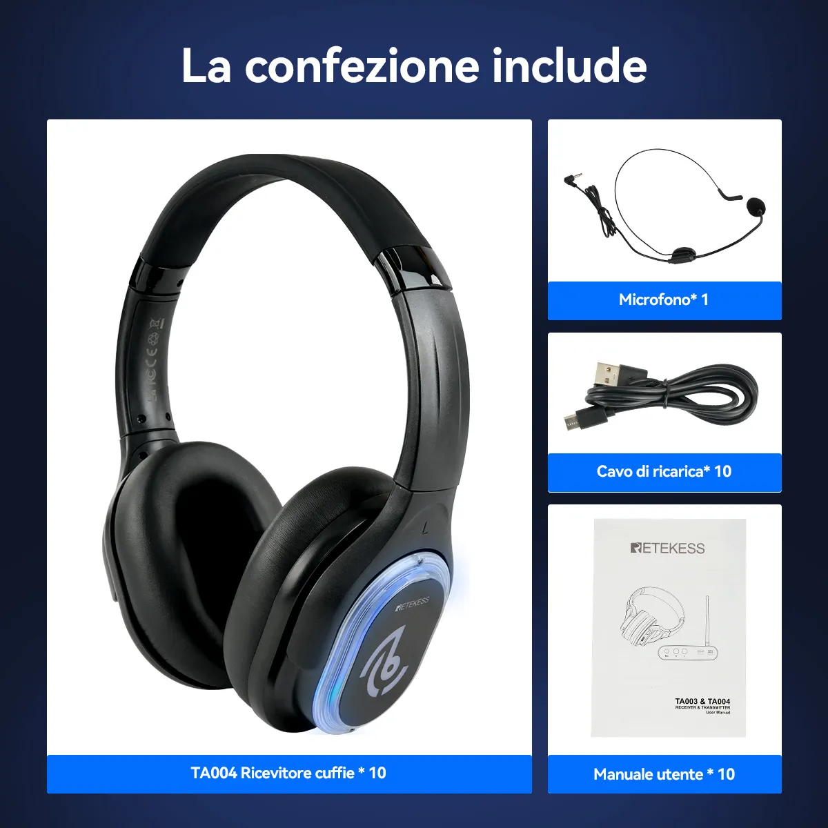 Sistema di Suono Silenzioso Senza Fili TA003 TA004 con Microfono a Lavalier per Corsi di Yoga Immersivi, Meditazione e Breathwork