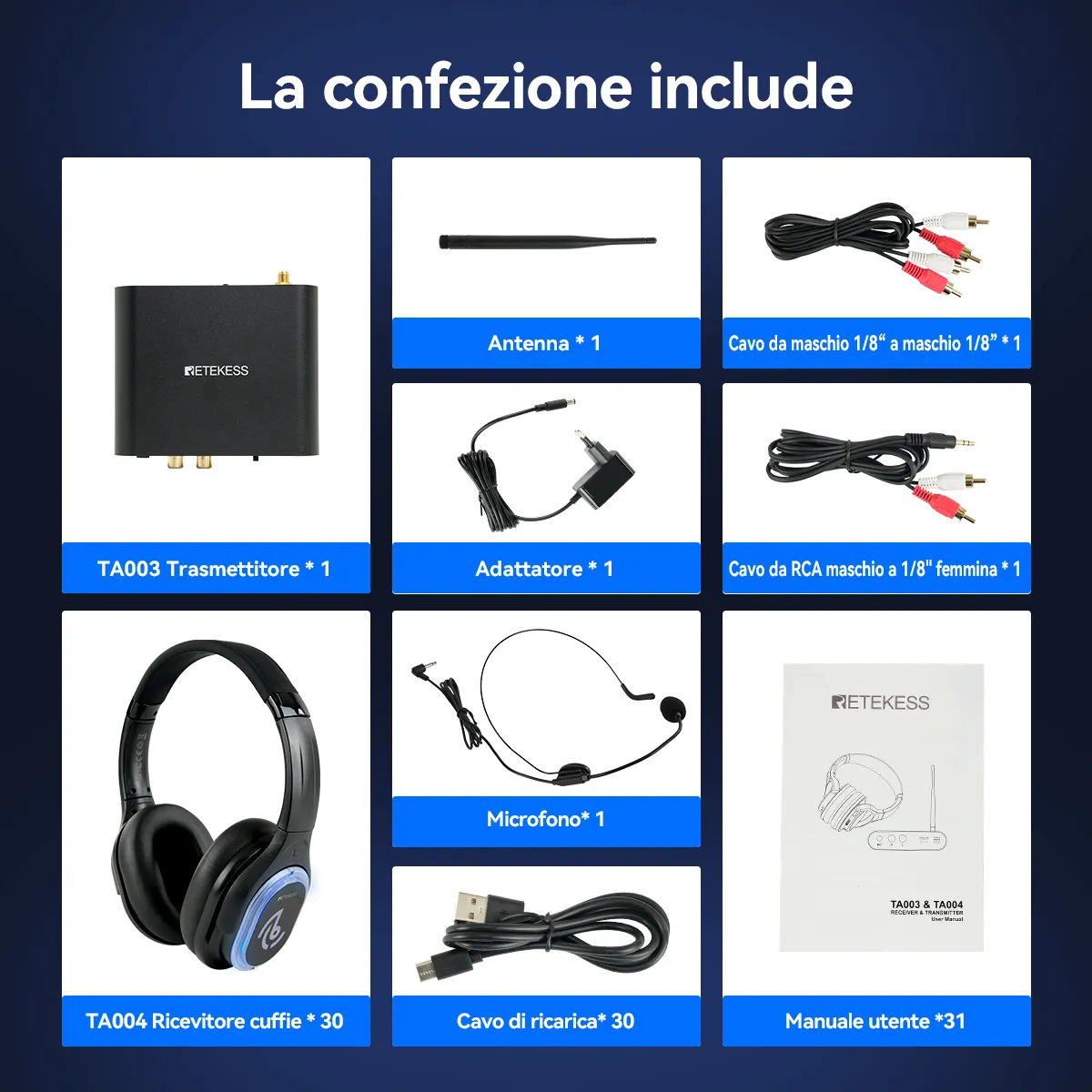 Sistema di Suono Silenzioso Senza Fili TA003 TA004 con Microfono a Lavalier per Corsi di Yoga Immersivi, Meditazione e Breathwork