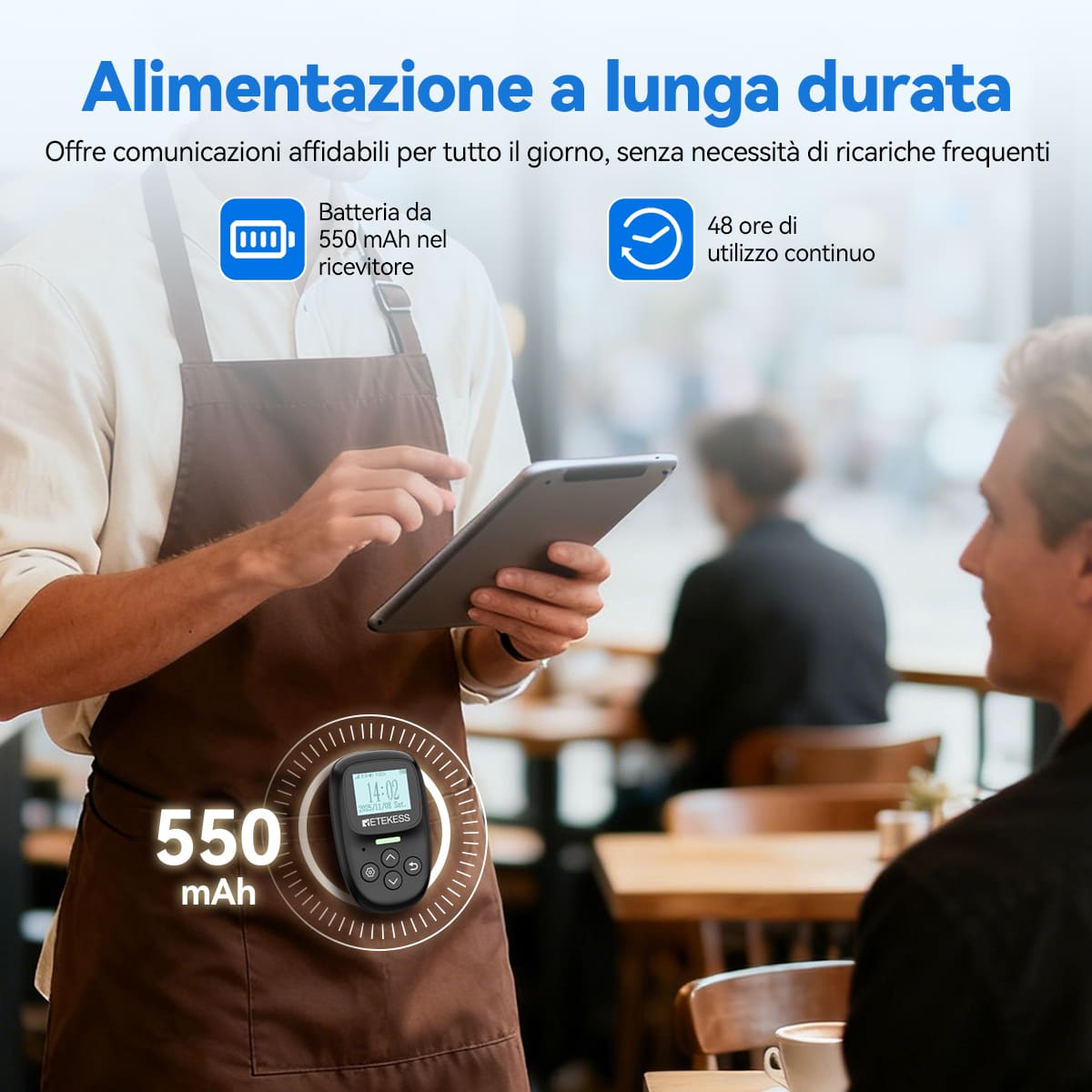 TD037 TD114 Sistema Pager Ristorante, Trasmettitore Cucina e Pager Camerieri