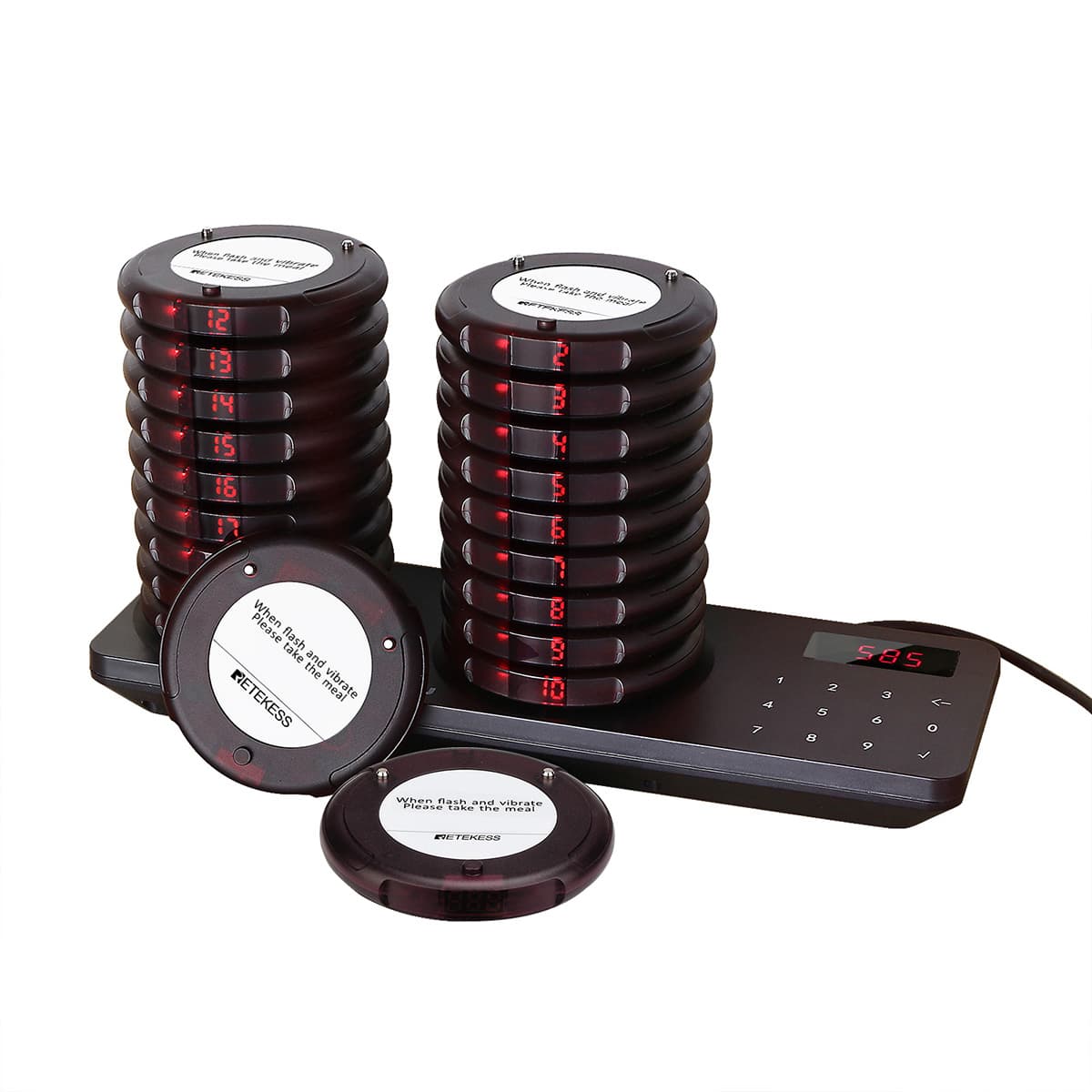 Retekess TD163 Sistema di Paging Wireless 20 Cicalini da Ristorante Coaster
