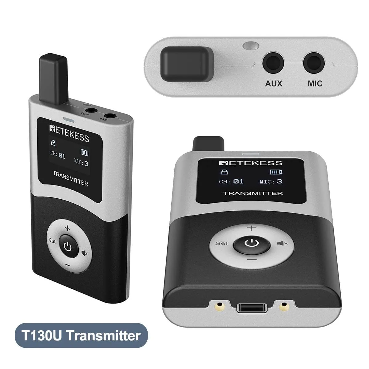 Retekes T130U Sistema di Guida Turistica UHF, Trasmissione del Segnale Migliorata, Qualità del Suono Chiara e Assenza di Rumore, Adatto per il Turismo e le Visite in Fabbrica