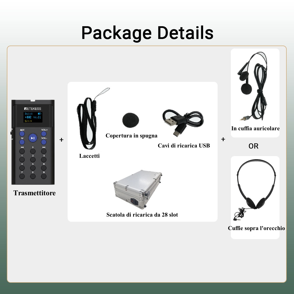 Retekess TT128 Sistema di Tour Autoguidato con Guida Audio e Base di Ricarica a 16 Porte per Musei, Mostre e Fabbriche