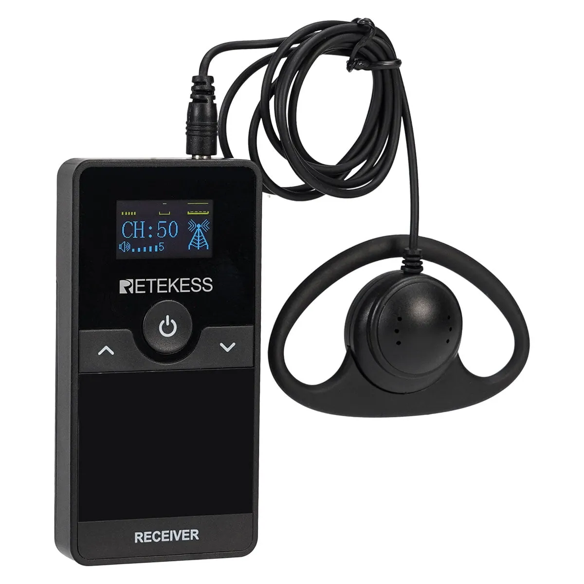 Retekess TT116 Ricevitore del Sistema di Guida di Gruppo UHF con Batteria Ricaricabile Rimovibile